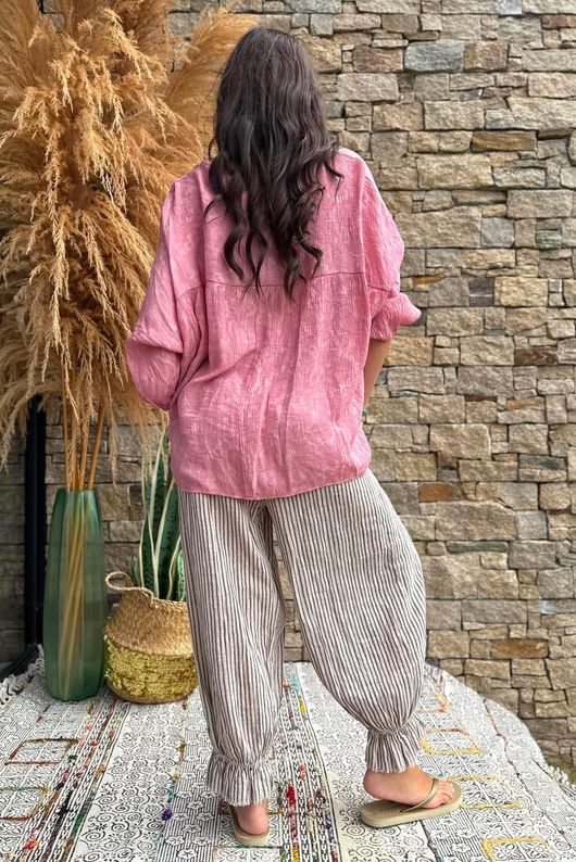Kiti Paisley Damask Artist Smock Indian Pink
